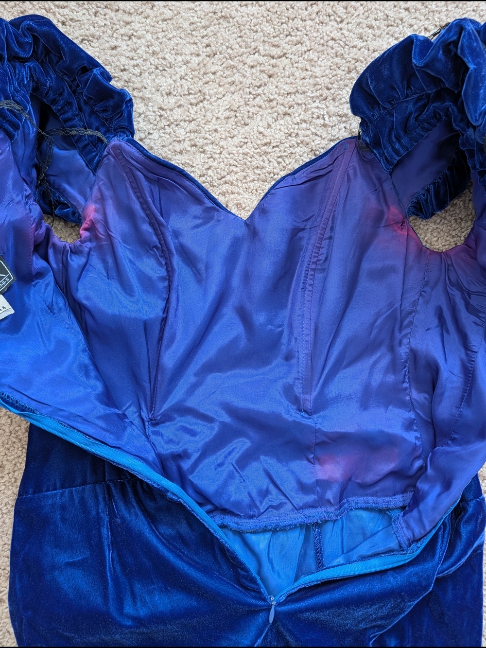 Alex Evenings Womens Blue Vintage Velvet Puff Sleeve Cocktail Midi Dress Size 6 - Picture 10 of 14